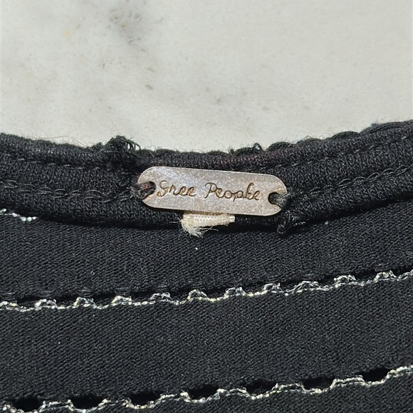 Free People Aztec Louie Beaded Tank Split Back Metallic Black Size Small Medium - Picture 4 of 9